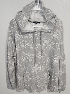 Light Gray Floral Pullover Hoodie - Soft